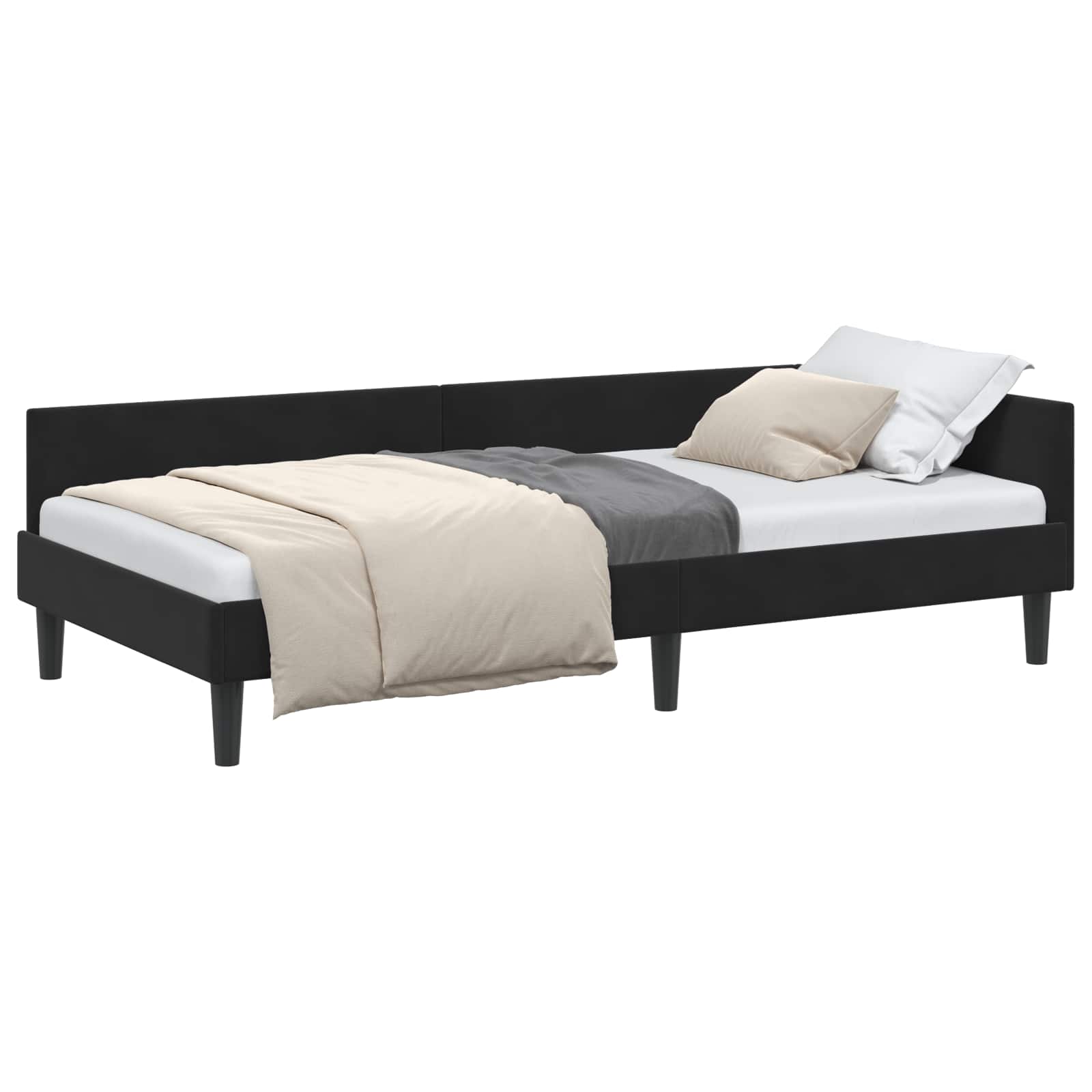 VidaXL Hoek Bed Frame Zwart 90 Cm X 190 Cm Veloursenmultiplex