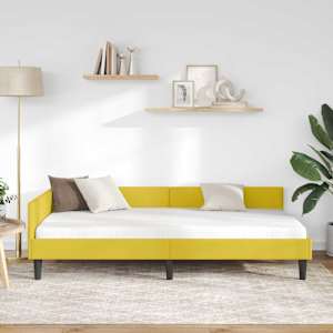 Rohový rám postele s čelo Žlutá 90 cm x 190 cm SametaPlywood - obrázek 3