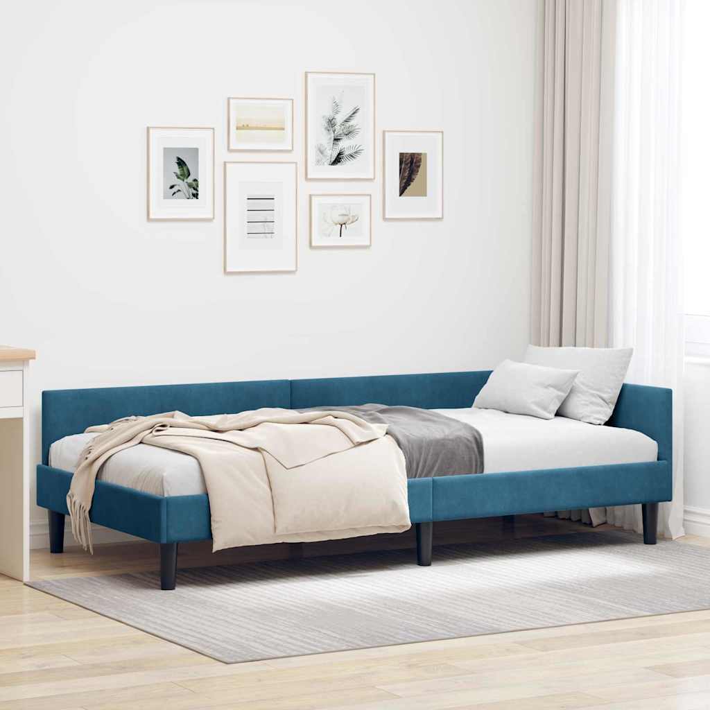 vidaXL Cadru de pat colțar cu headboard Manual albastru 90 x 200 cm