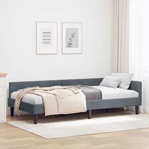 Rohový rám postele s čelo Tmavě šedá 90 cm x 200 cm samet - obrázek 1