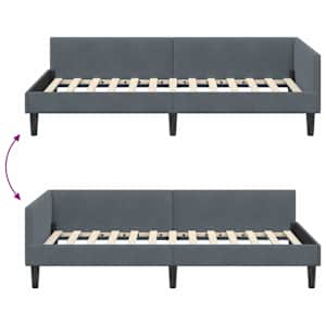 Rohový rám postele s čelo Tmavě šedá 90 cm x 200 cm samet - obrázek 9