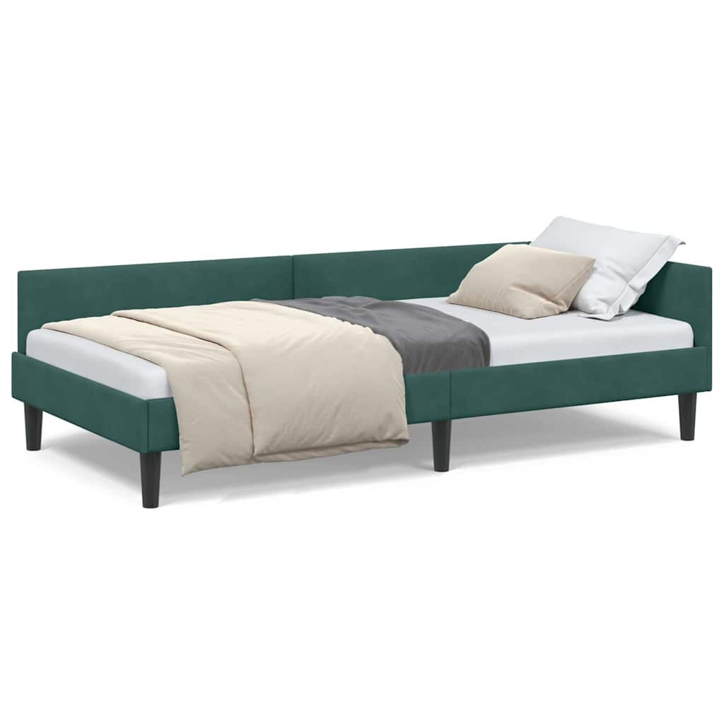 Corner Bed Frame with Headboard Manual Dark green 90 x 200 cm - Image 4
