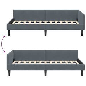 Rohový rám postele Tmavě šedá 100 cm x 200 cm SametaPlywood - obrázek 9