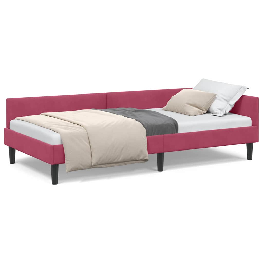 Corner Bed Frame with Headboard Manual Wine red 100 x 200 cm - Image 4