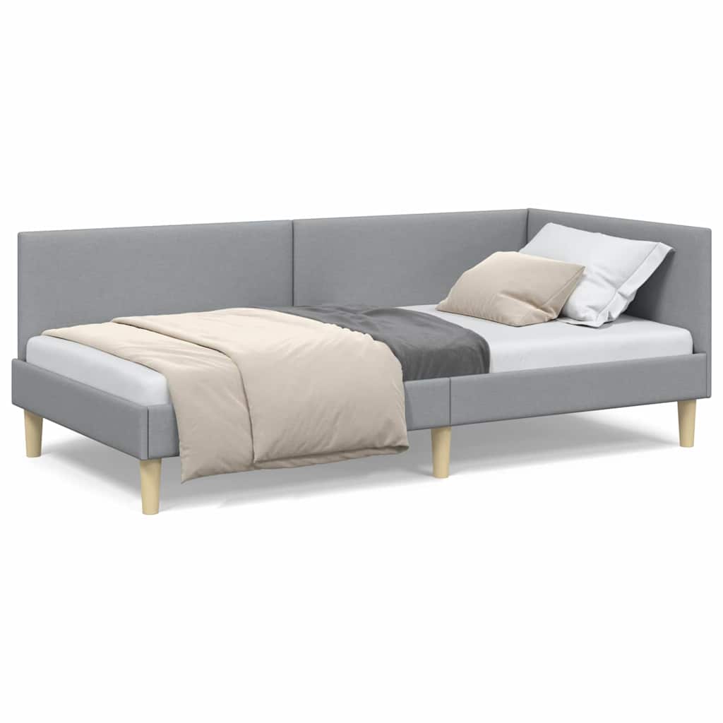 Corner Bed Frame Other with Headboard Light grey 80 x 200 cm - Image 4