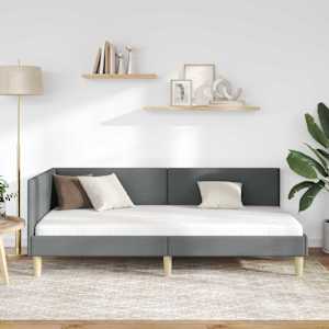 Rohový rám postele s čelo Tmavě šedá 80 cm x 200 cm - obrázek 3
