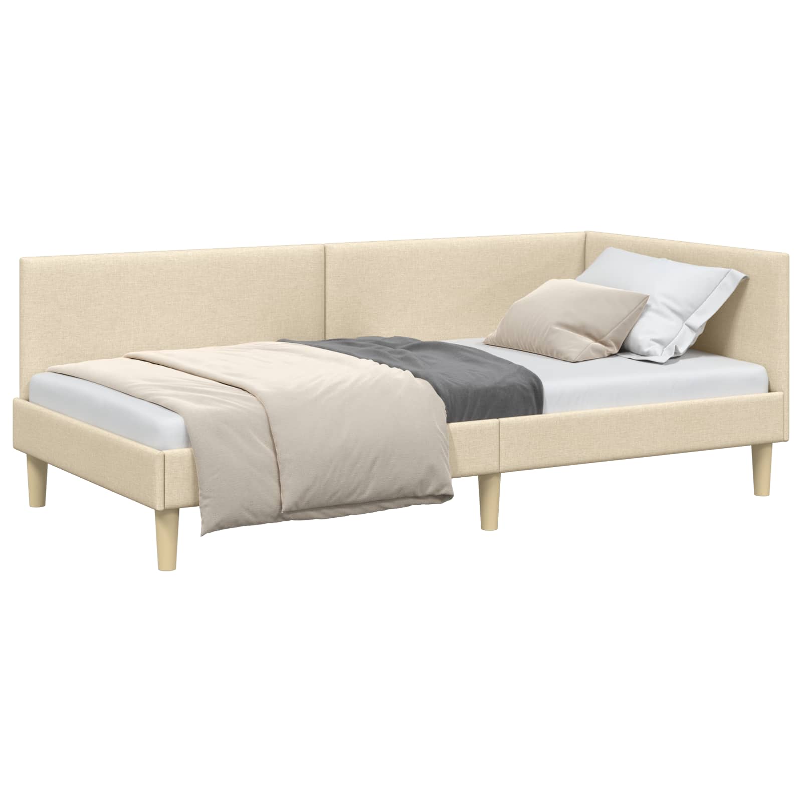 Rohový rám postele Krémová 80 cm x 200 cm Tkanina a překližka - obrázek 2