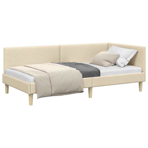 vidaXL Nurgavoodi raam peaga cream 80 cm x 200 cm Kangas ja vineer