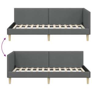 Rohový rám postele s čelo Tmavě šedá 90 cm x 200 cm - obrázek 9
