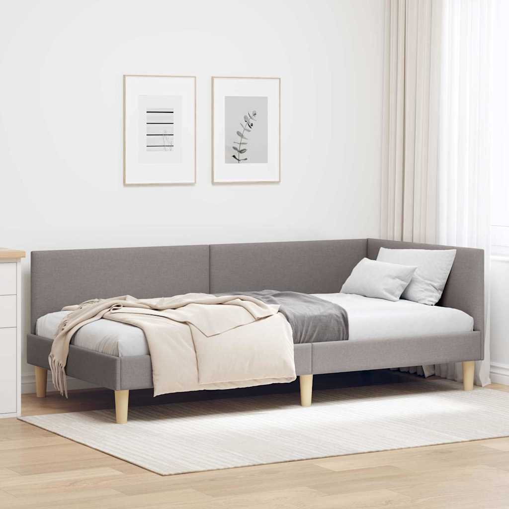 Hjørnesengramme Andet Gråbrun 90 x 200 cm Stof og Ingeniørtræ