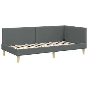 Rohový rám postele s čelo Tmavě šedá 100 cm x 200 cm - obrázek 4