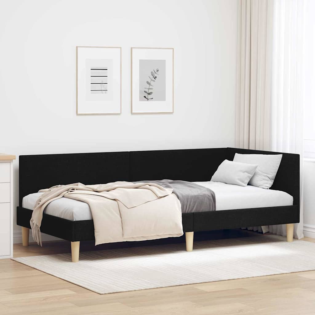 vidaXL Cadru de pat colțar Altele cu headboard Negru 100 x 200 cm