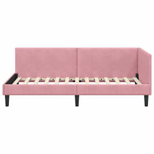 Rohový rám postele s čelo Růžová 80 cm x 200 cm samet - obrázek 5