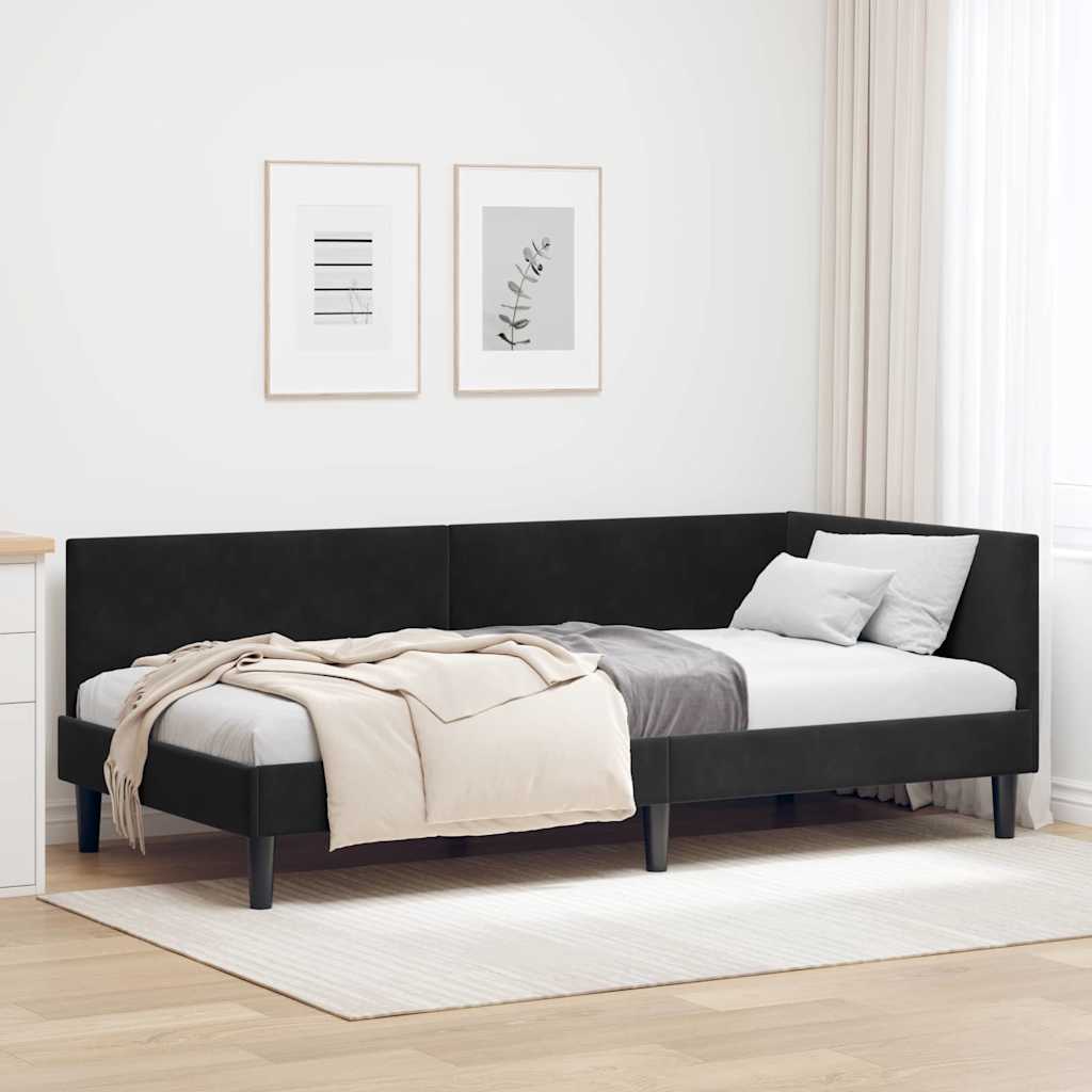 vidaXL Cadru de pat colțar Altele cu headboard Negru 80 x 200 cm