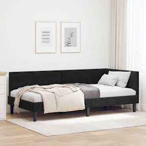 Rohový rám postele s čelo Černá 80 cm x 200 cm samet - obrázek 1