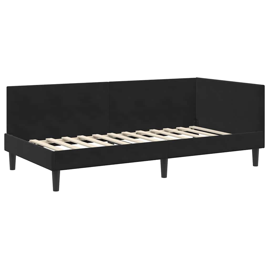 Thumbnail - vidaXL Eckbettgestell Schwarz 80 x 200 cm Samt und engineered Holz