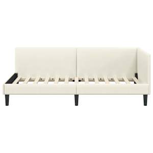Rohový rám postele s čelo Krémová 80 cm x 200 cm samet - obrázek 5