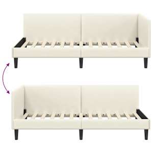 Rohový rám postele s čelo Krémová 80 cm x 200 cm samet - obrázek 9