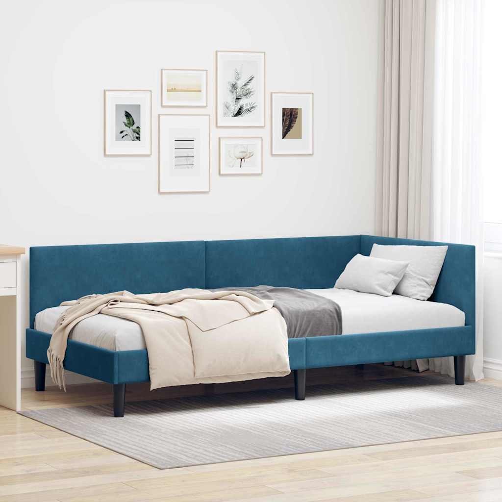 vidaXL Cadru de pat colțar Altele cu headboard albastru 90 x 190 cm