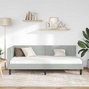 Rohový rám postele s čelo Světle šedá 90 cm x 190 cm samet - obrázek 3