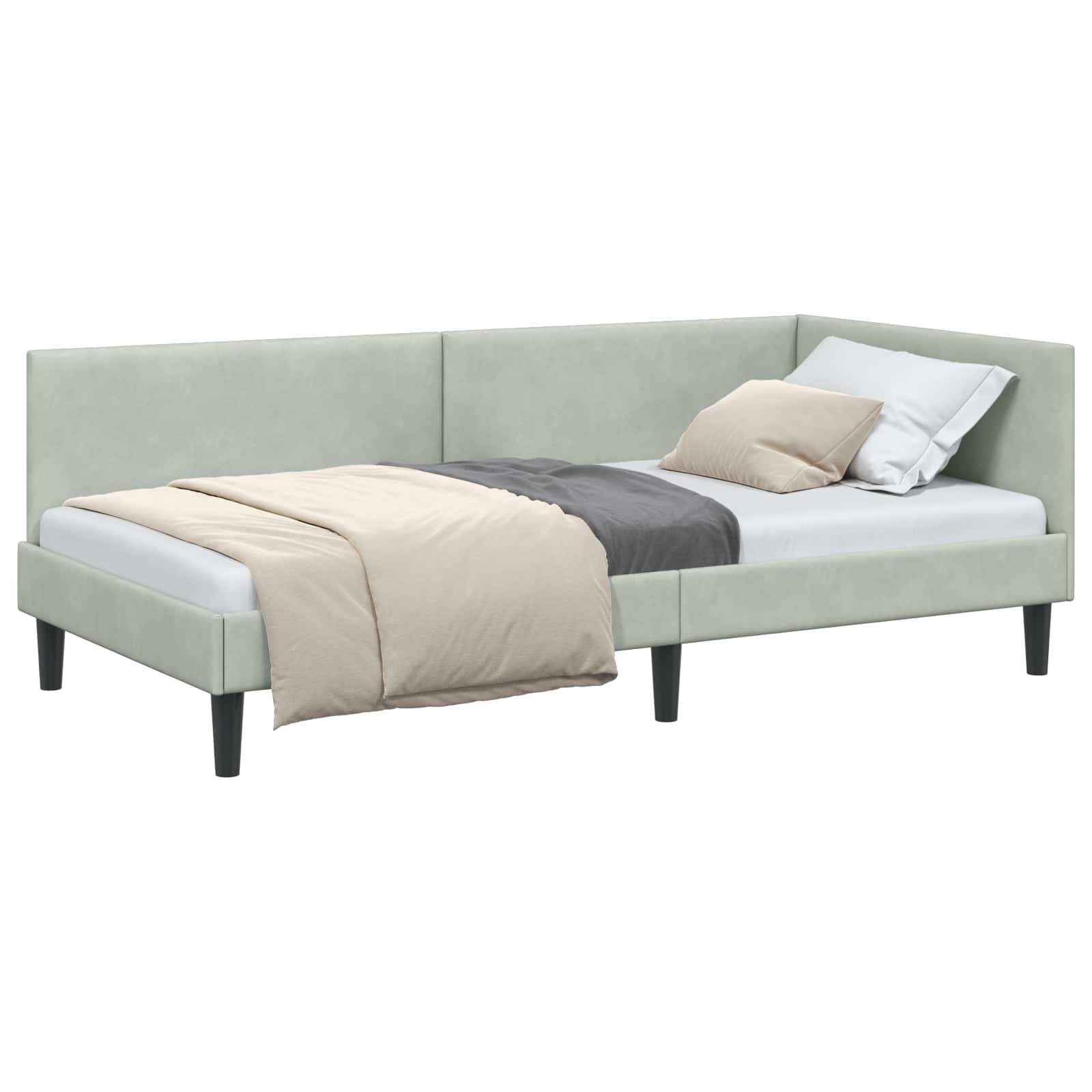 Nurgavoodi raam peaga Helehall 90 cm x 190 cm Samet 48 Kõik vajalik sinu aeda ja koju! Nurgavoodi raam peaga Helehall 90 cm x 190 cm Samet - Image 2