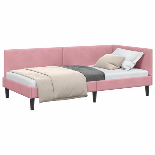 vidaXL Nurgavoodi raam peaga Roosa 90 cm x 190 cm Samet