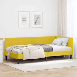 Rohový rám postele s čelo Žlutá 90 cm x 190 cm samet - obrázek 1