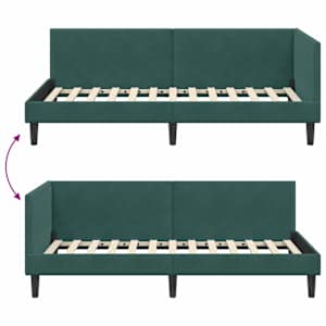 Rohový rám postele s čelo Tmavě zelená 90 cm x 200 cm samet - obrázek 9