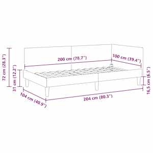 Rohový rám postele s čelo Žlutá 100 cm x 200 cm samet - obrázek 11
