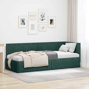 Rohový rám postele s čelo Tmavě zelená 80 cm x 200 cm samet - obrázek 1
