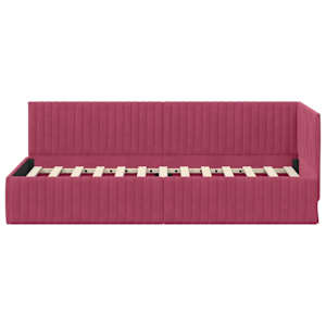 Rohový rám postele s čelo Víno Červené 80 cm x 200 cm samet - obrázek 5