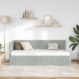 Rohový rám postele s čelo Světle šedá 90 cm x 190 cm samet - obrázek 3