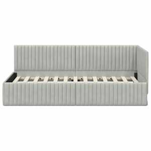 Rohový rám postele s čelo Světle šedá 90 cm x 190 cm samet - obrázek 5