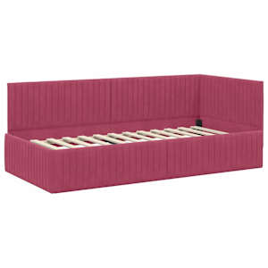 Rohový rám postele s čelo Víno Červené 90 cm x 190 cm samet - obrázek 4