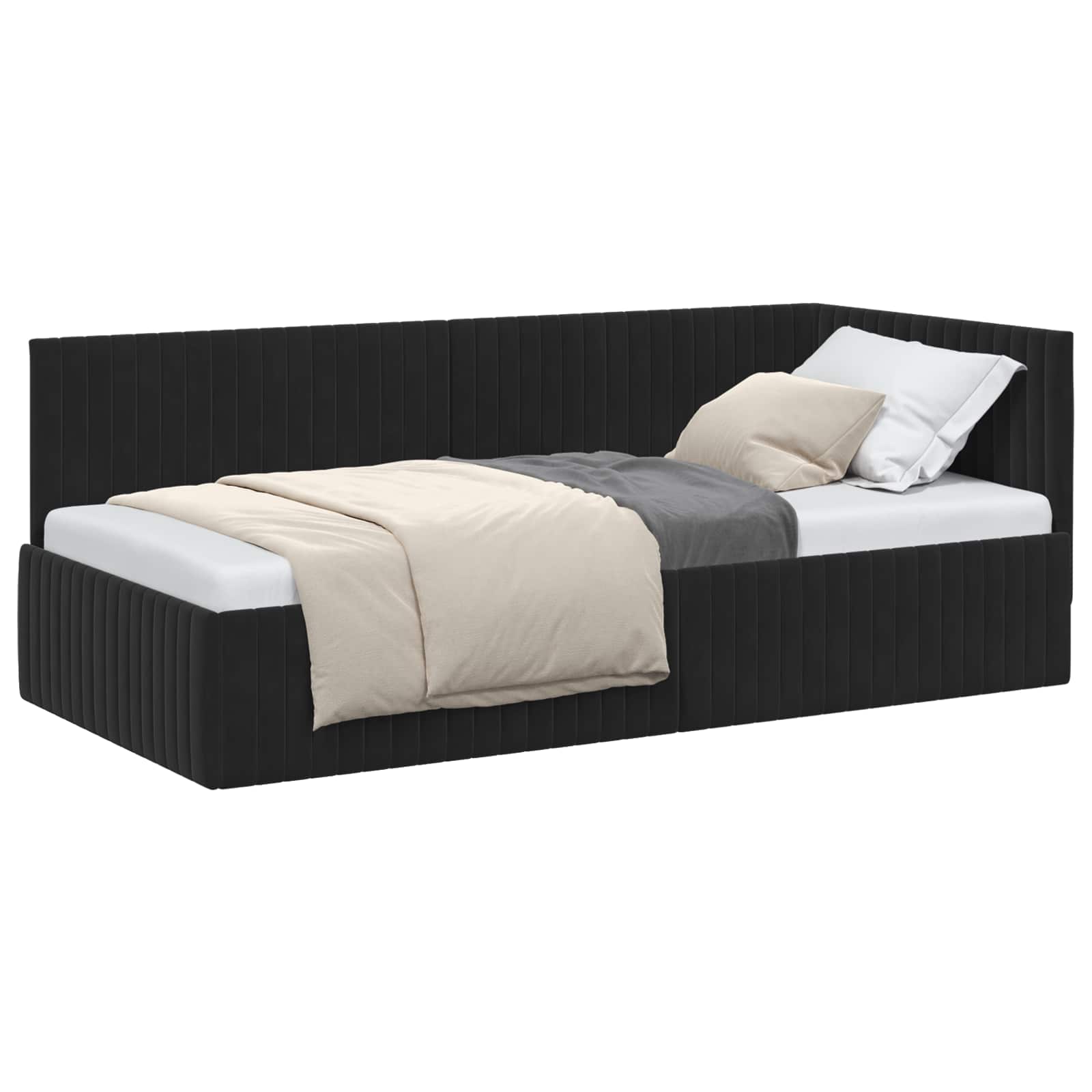 VidaXL Hoek Bed Frame Met Hoofdeinde Zwart 90 Cm X 190 Cm Fluweel