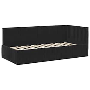 Rohový rám postele s čelo Černá 90 cm x 190 cm samet - obrázek 4