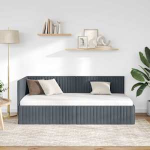 Rohový rám postele s čelo Tmavě šedá 90 cm x 200 cm samet - obrázek 3
