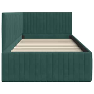 Rohový rám postele s čelo Tmavě zelená 90 cm x 200 cm samet - obrázek 6