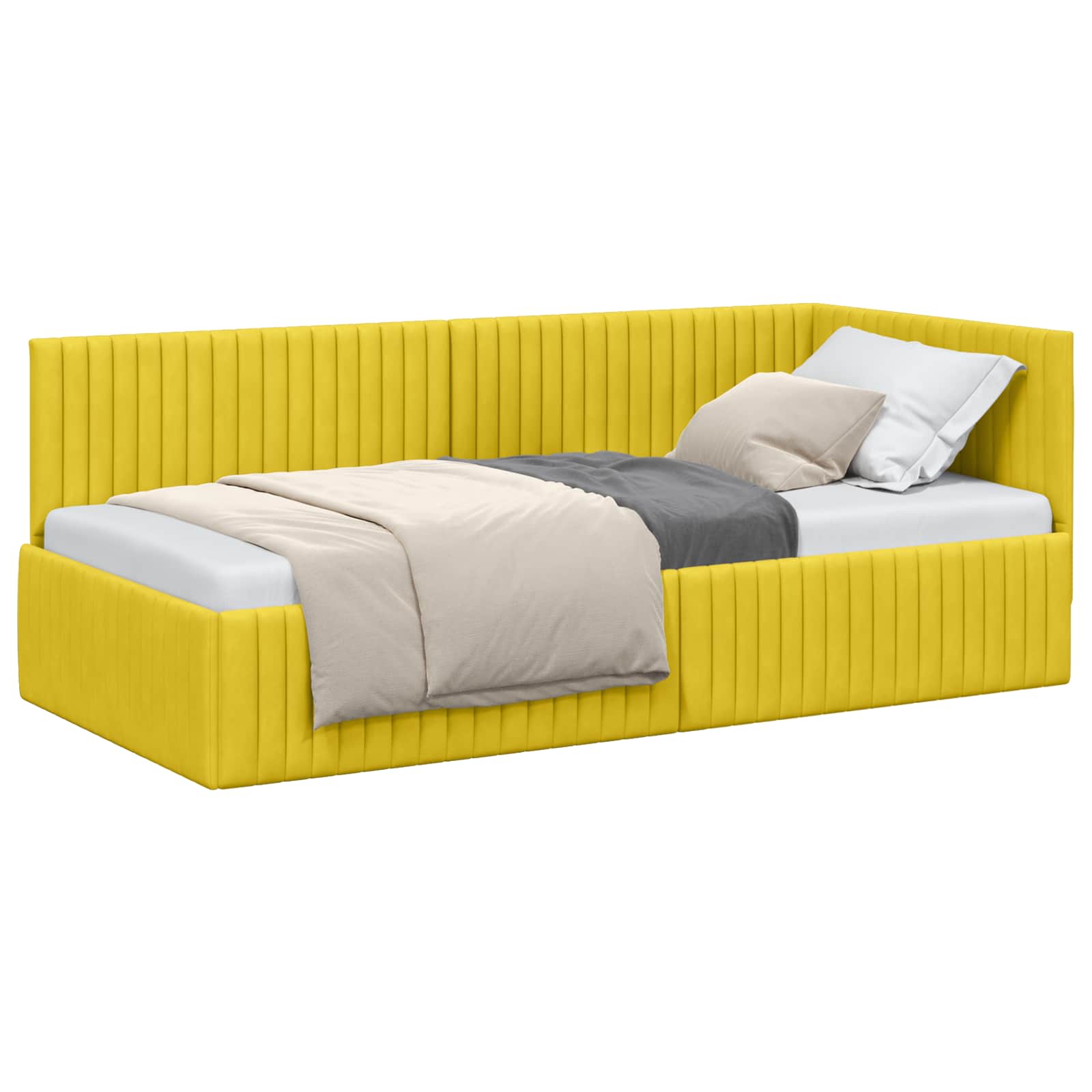 VidaXL Hoek Bed Frame Met Hoofdeinde Geel 90 Cm X 200 Cm Fluweel