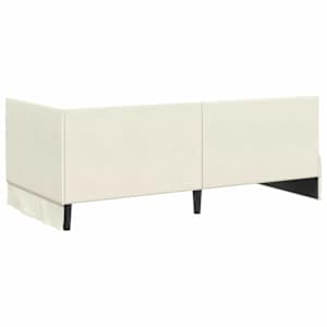 Rohový rám postele s čelo Krémová 90 cm x 200 cm samet - obrázek 7