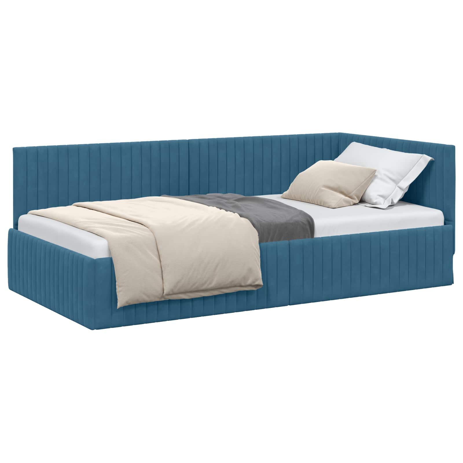 VidaXL Hoek Bed Frame Met Hoofdeinde Blauw 100 Cm X 200 Cm Fluweel