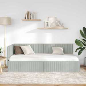 Rohový rám postele s čelo Světle šedá 100 cm x 200 cm samet - obrázek 3
