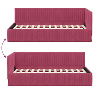 Rohový rám postele s čelo Víno Červené 100 cm x 200 cm samet - obrázek 9