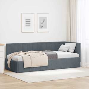 Rohový rám postele s čelo Tmavě šedá 80 cm x 200 cm samet - obrázek 1