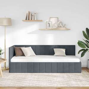 Rohový rám postele s čelo Tmavě šedá 80 cm x 200 cm samet - obrázek 3