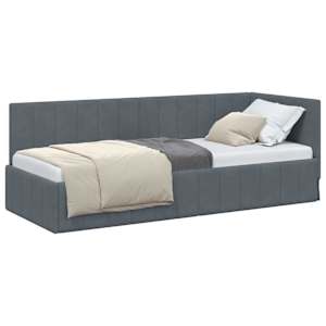 Rohový rám postele s čelo Tmavě šedá 80 cm x 200 cm samet - obrázek 2