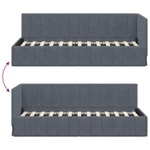 Rohový rám postele s čelo Tmavě šedá 80 cm x 200 cm samet - obrázek 9