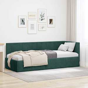 Rohový rám postele s čelo Tmavě zelená 80 cm x 200 cm samet - obrázek 1