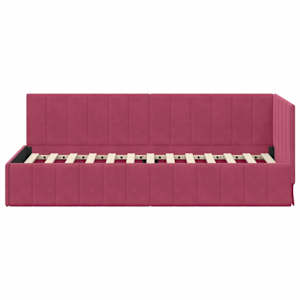 Rohový rám postele s čelo Víno Červené 80 cm x 200 cm samet - obrázek 5