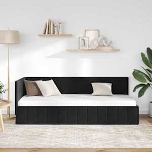 Rohový rám postele s čelo Černá 80 cm x 200 cm samet - obrázek 3